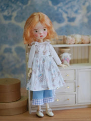 Printed Dress Pant Blythe BJD Set On Doll Display | ToastDoll