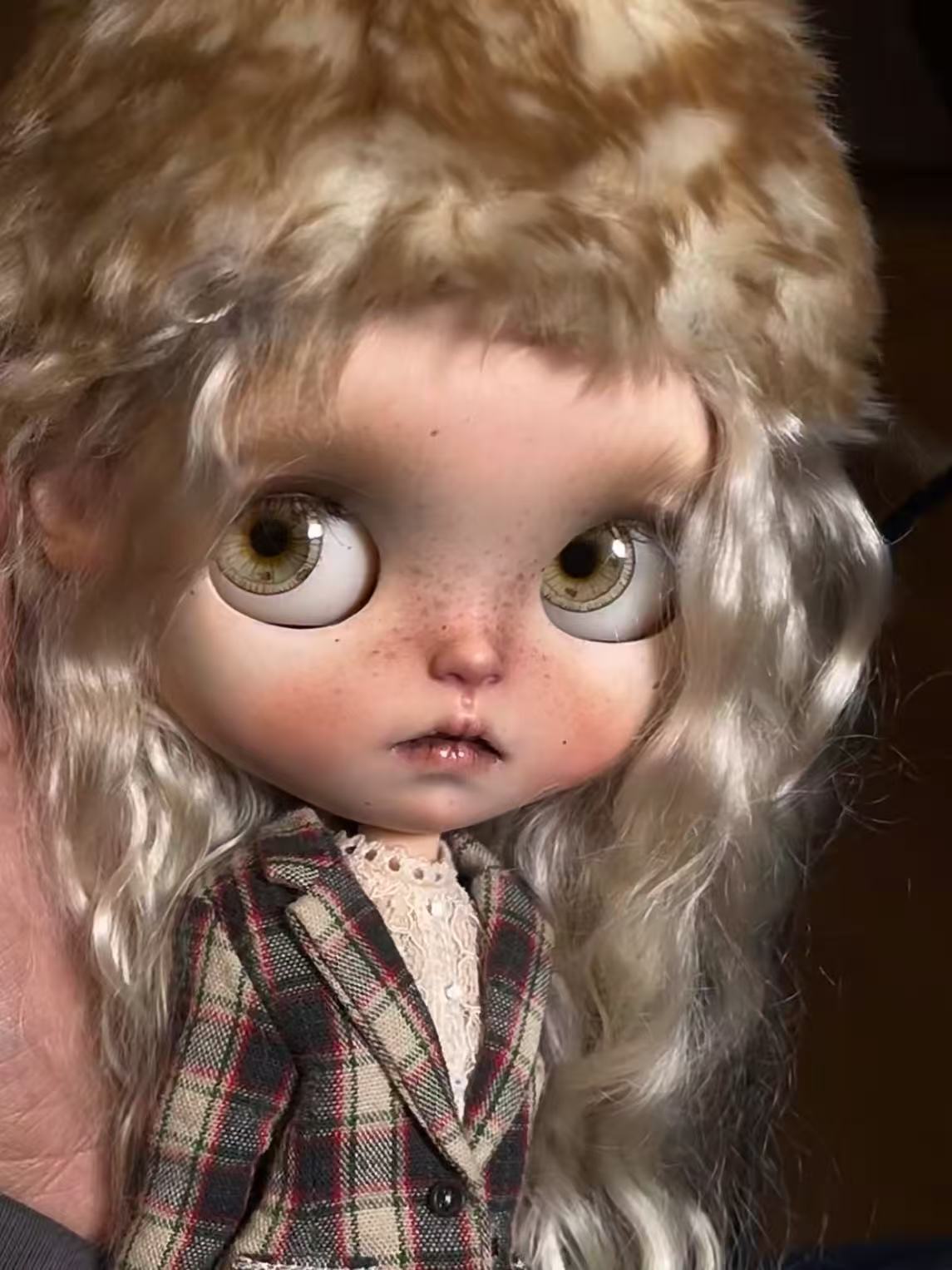 OOAK Custom Blythe Doll For Commission, Vintage Plaid
