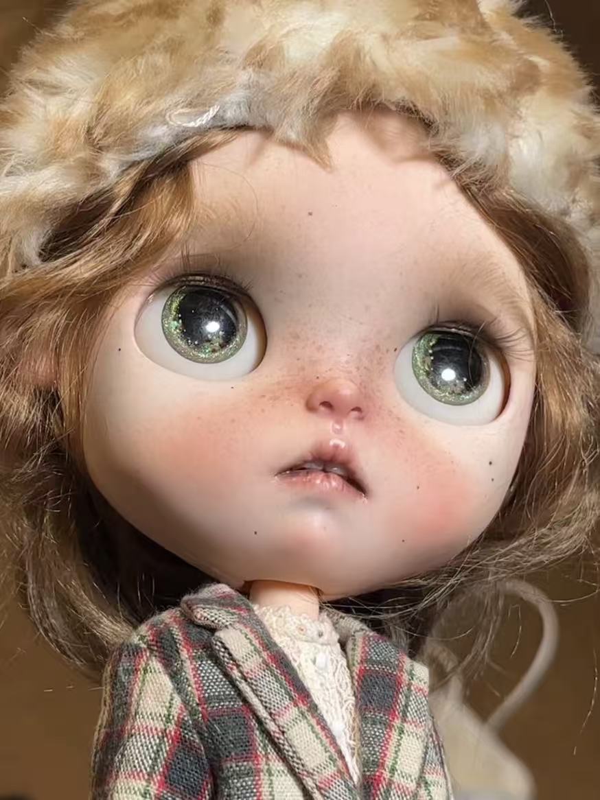 OOAK Custom Blythe Doll For Commission, Vintage Plaid
