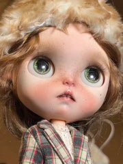 OOAK Custom Blythe Doll For Commission, Vintage Plaid