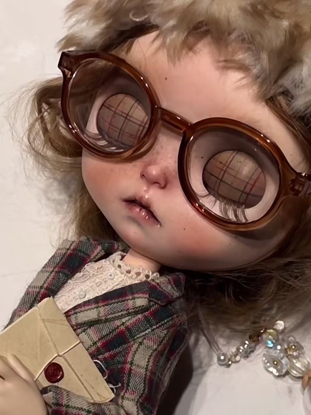 OOAK Custom Blythe Doll For Commission, Vintage Plaid