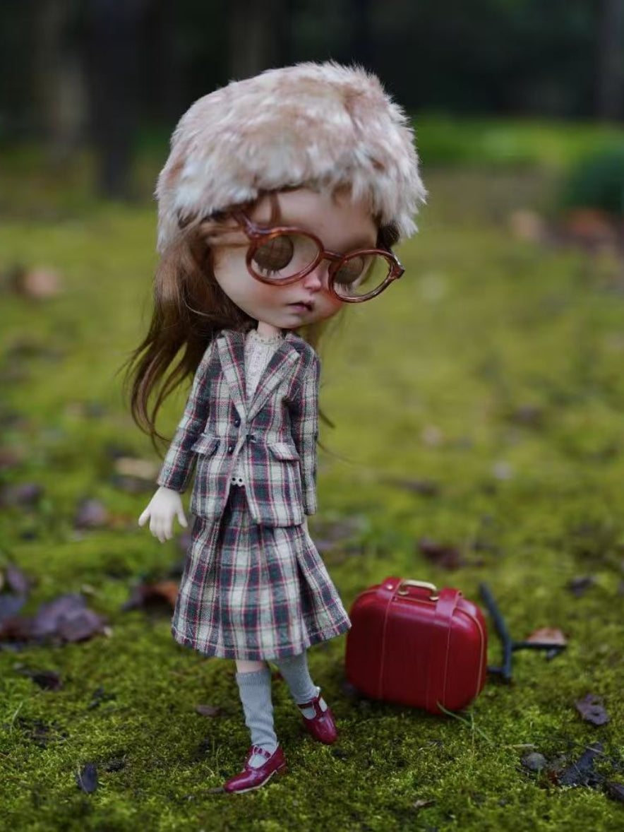 OOAK Custom Blythe Doll For Commission, Vintage Plaid