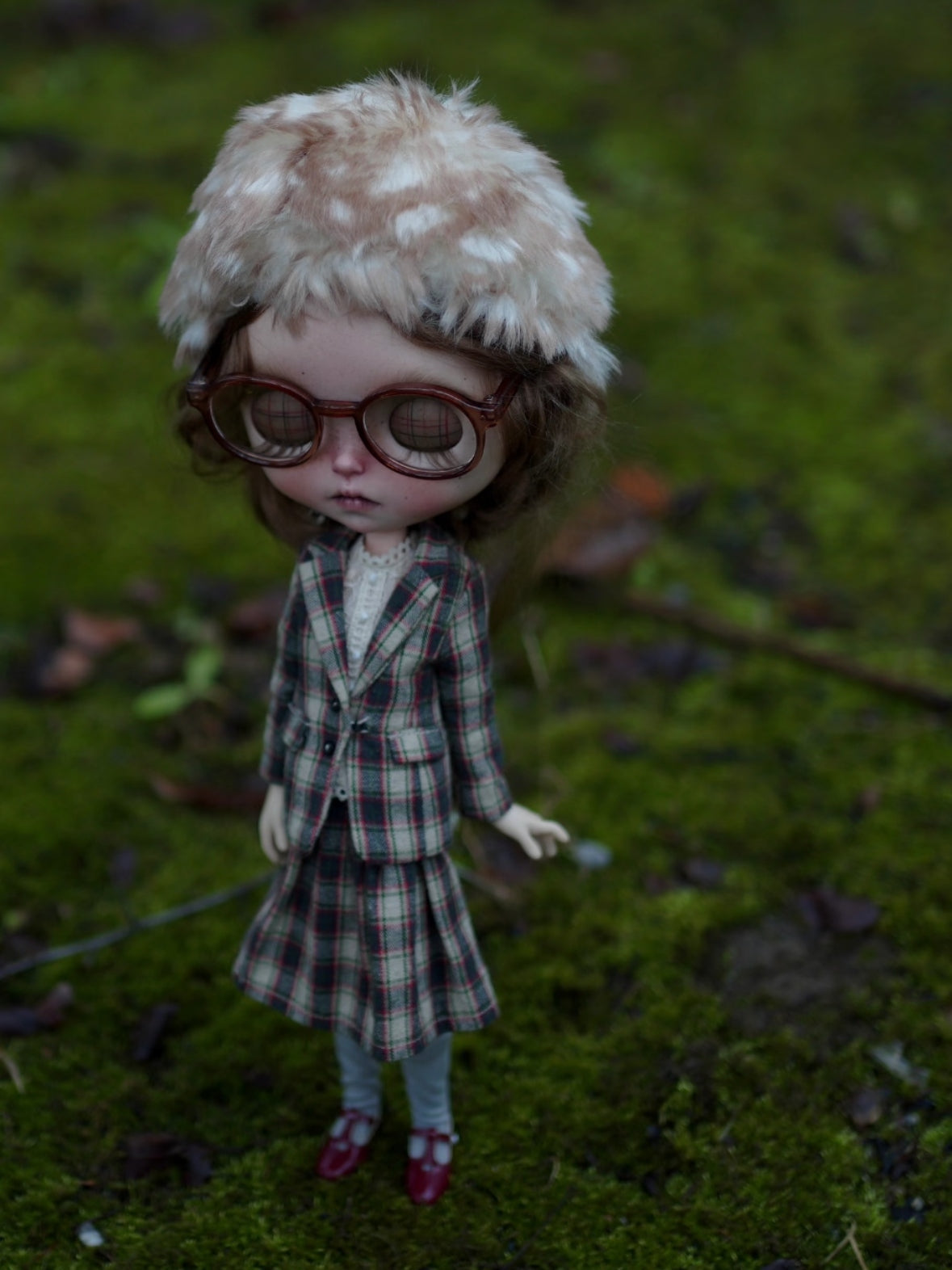 OOAK Custom Blythe Doll For Commission, Vintage Plaid