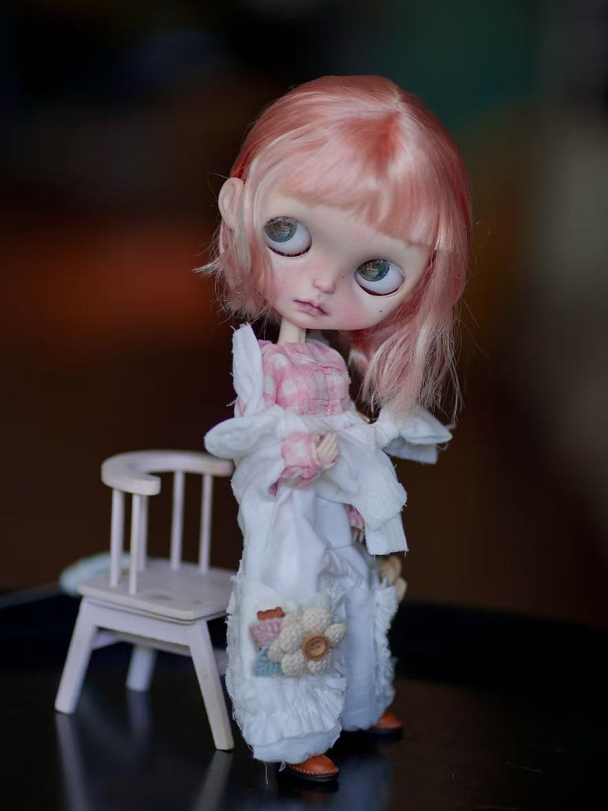 OOAK Custom Blythe Doll For Commission,Pink Wig Girl