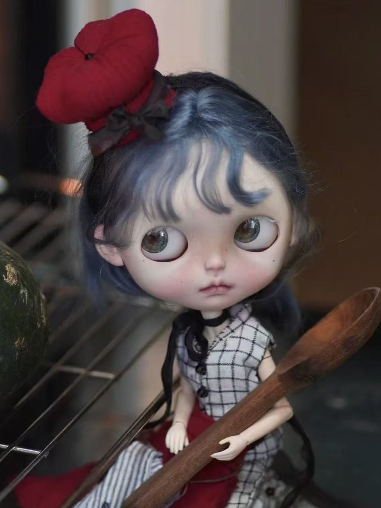 OOAK Custom Blythe Doll For Commission,Blue Wig Girl