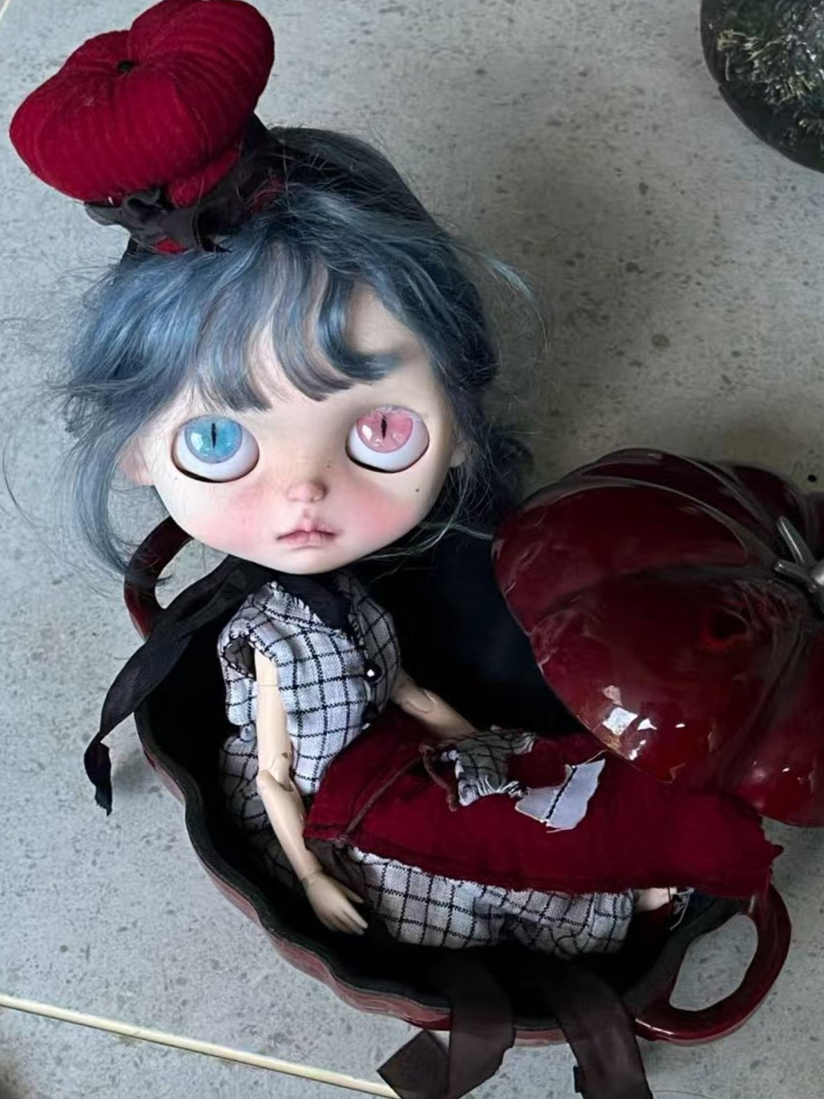 OOAK Custom Blythe Doll For Commission,Blue Wig Girl