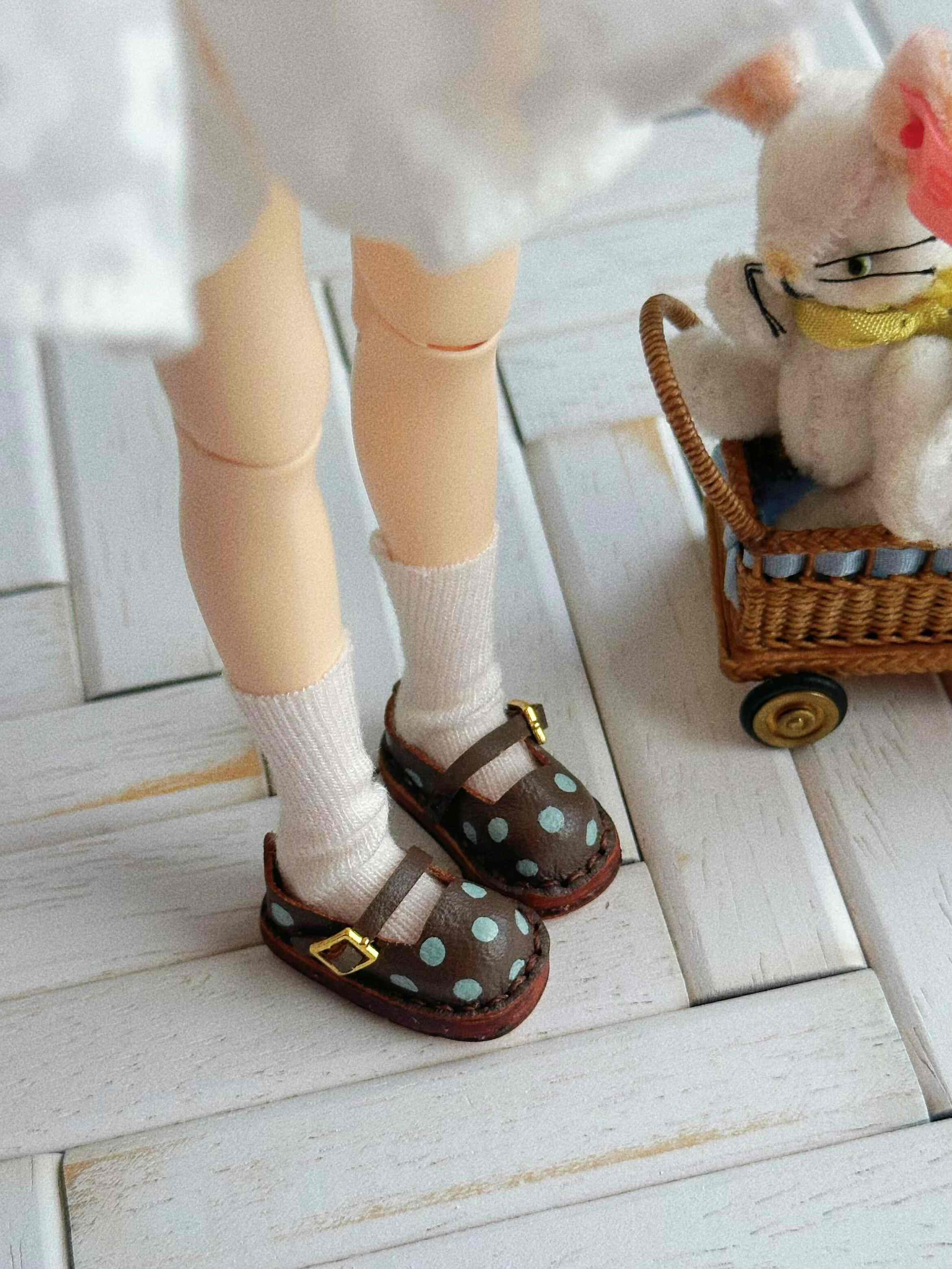 Polka Dot Blythe Mary Janes - Handmade Doll Shoes - ToastDoll