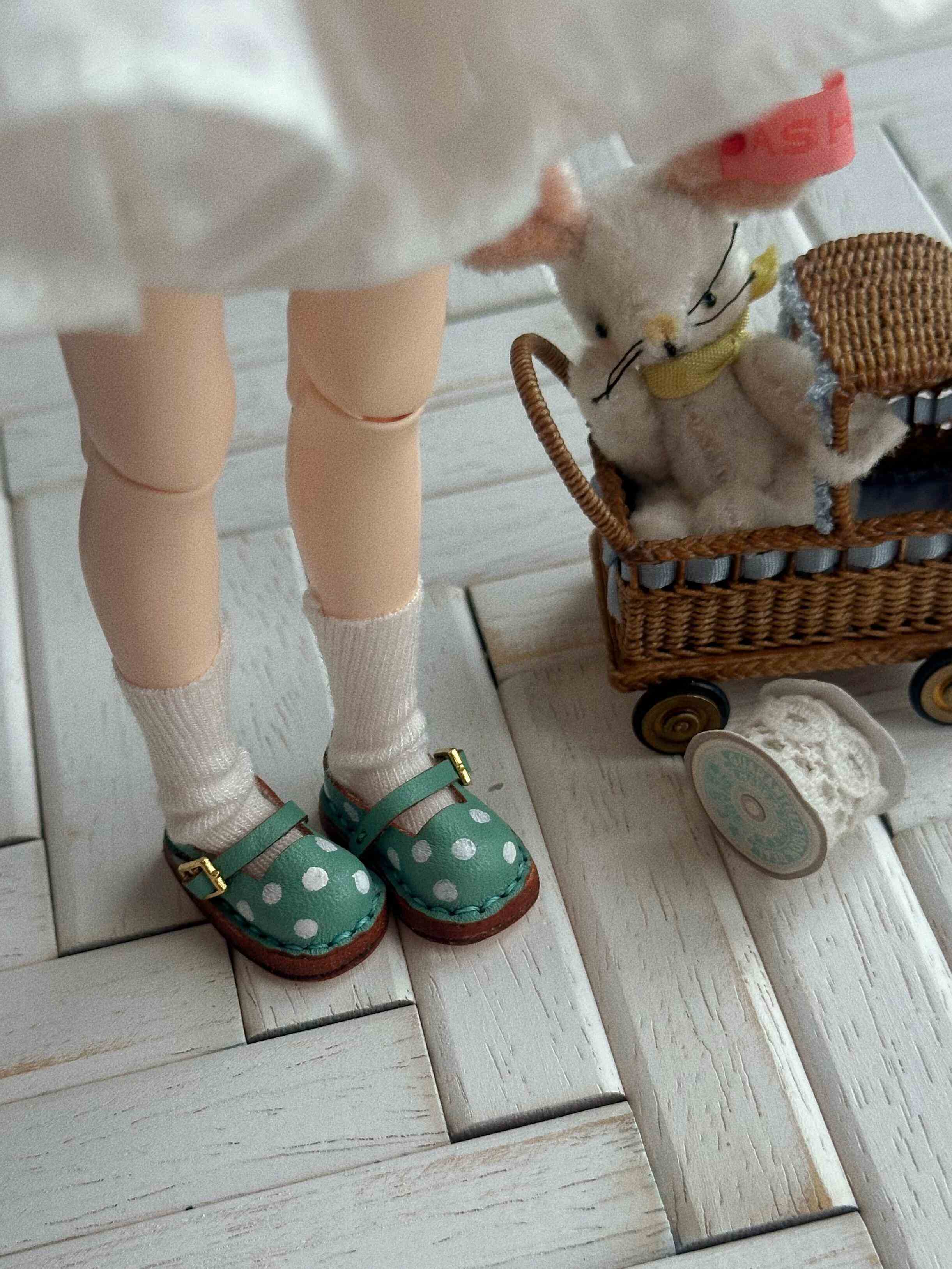 Polka Dot Blythe Mary Janes - Handmade Doll Shoes - ToastDoll