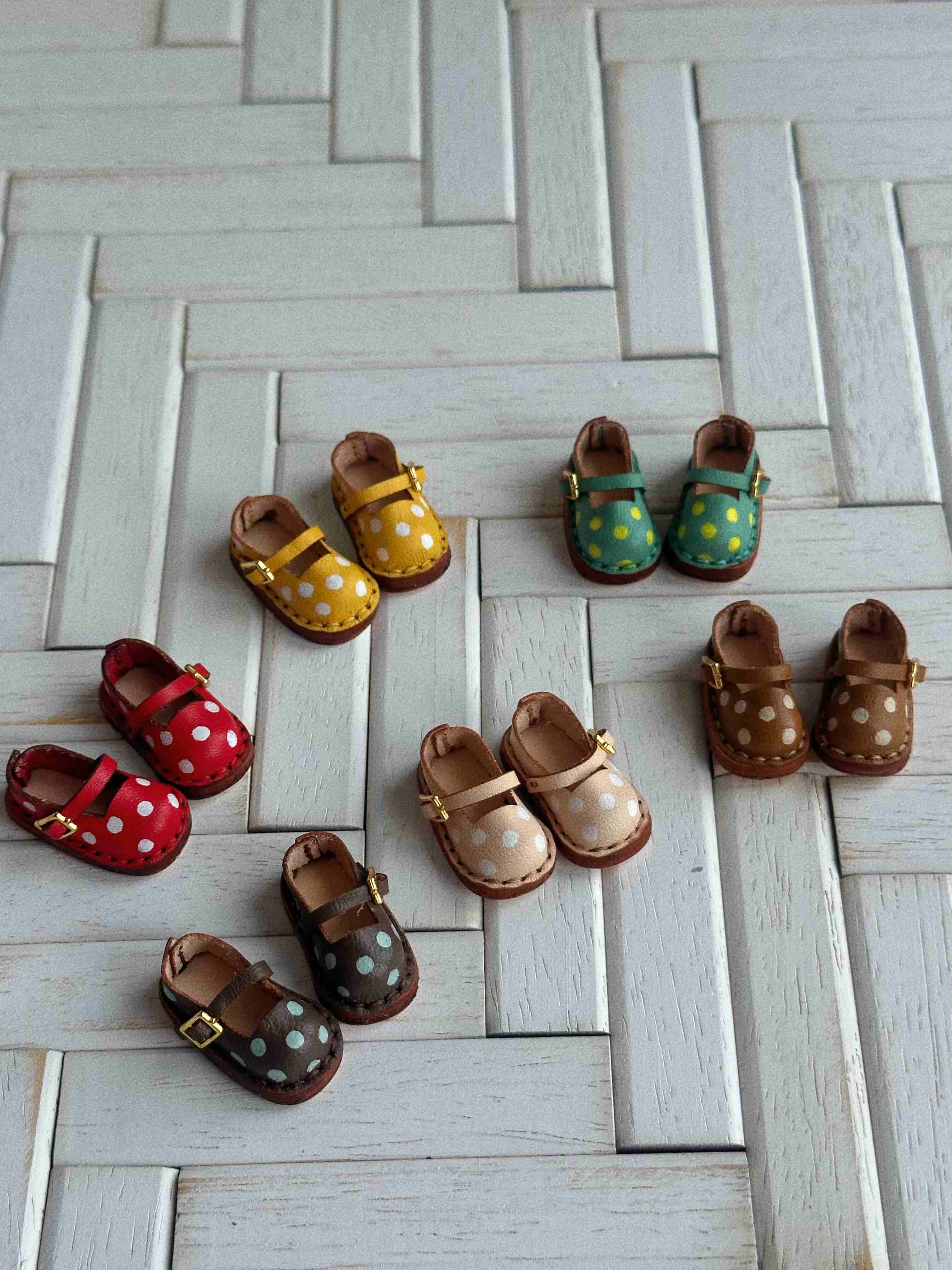 Polka Dot Blythe Mary Janes - Handmade Doll Shoes - ToastDoll