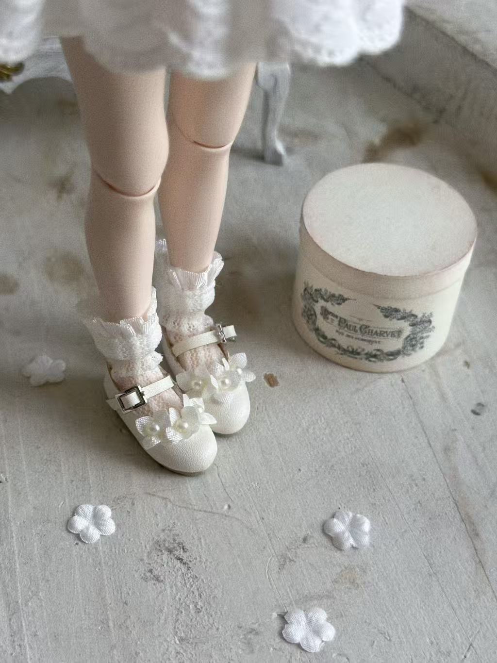 Sweet White Blythe Mary Janes - Handmade Doll Shoes - ToastDoll