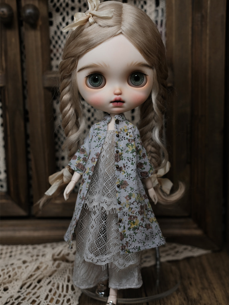 Handmade Outfit for Blythe/ Ob24/ Ob22/ Azone, Retro Floral Shirt Set