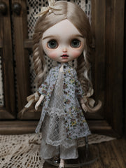 Handmade Outfit for Blythe/ Ob24/ Ob22/ Azone, Retro Floral Shirt Set