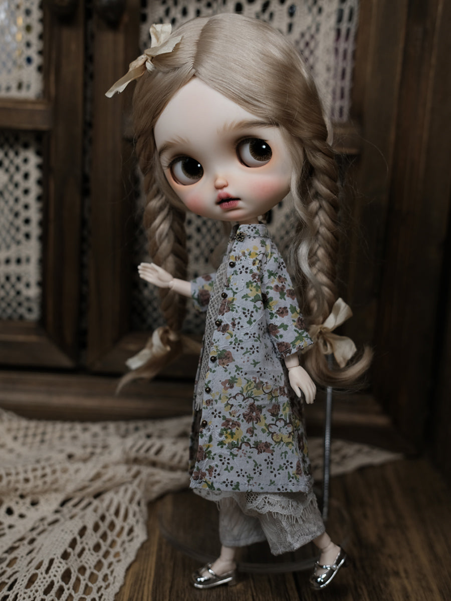 Handmade Outfit for Blythe/ Ob24/ Ob22/ Azone, Retro Floral Shirt Set
