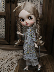 Handmade Outfit for Blythe/ Ob24/ Ob22/ Azone, Retro Floral Shirt Set