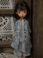 Handmade Outfit for Blythe/ Ob24/ Ob22/ Azone, Retro Floral Shirt Set