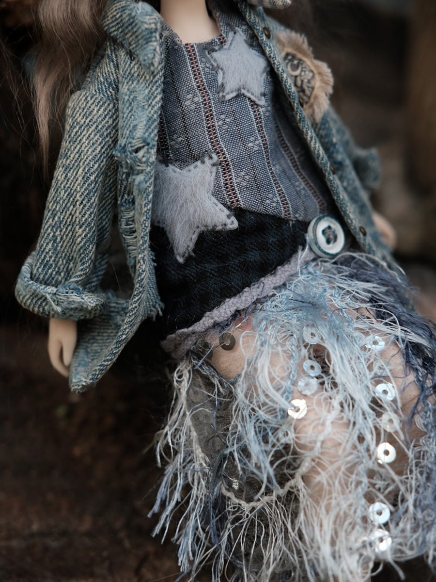 Handmade Outfit for Blythe/ Ob24/ Ob22/ Azone, Denim Splicing Set