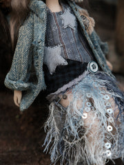 Handmade Outfit for Blythe/ Ob24/ Ob22/ Azone, Denim Splicing Set