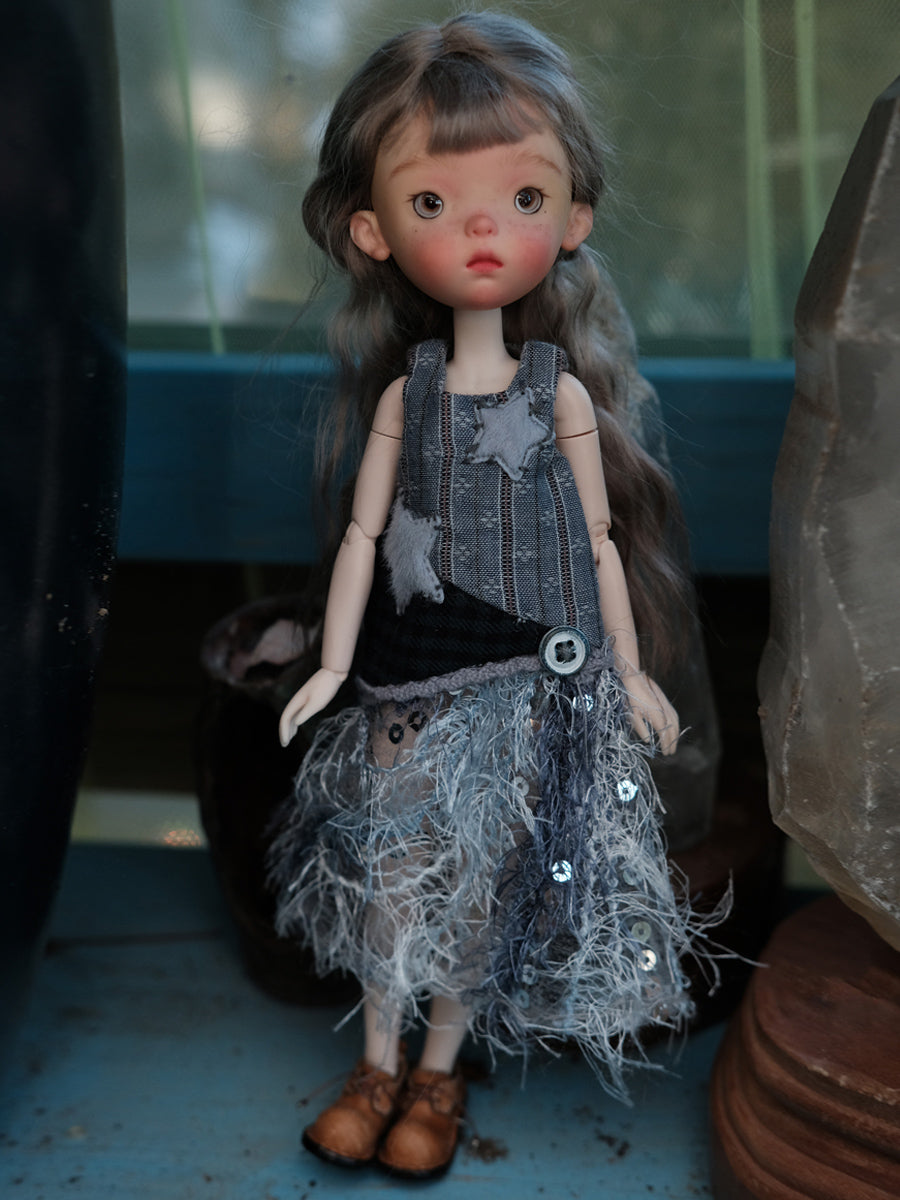 Handmade Outfit for Blythe/ Ob24/ Ob22/ Azone, Denim Splicing Set