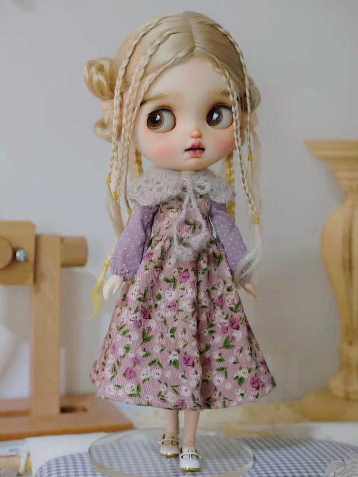 Pink Purple Floral Knit Blythe Outfit | ToastDoll