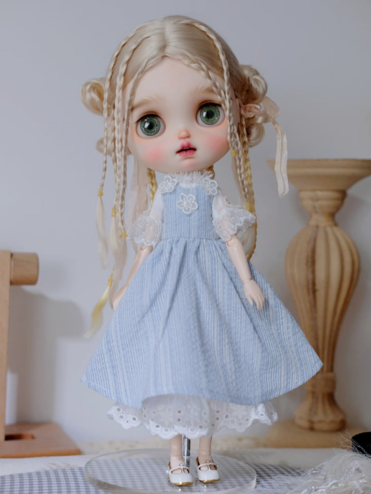 Blue White Floral Blythe 1/6 BJD Outfit | ToastDoll