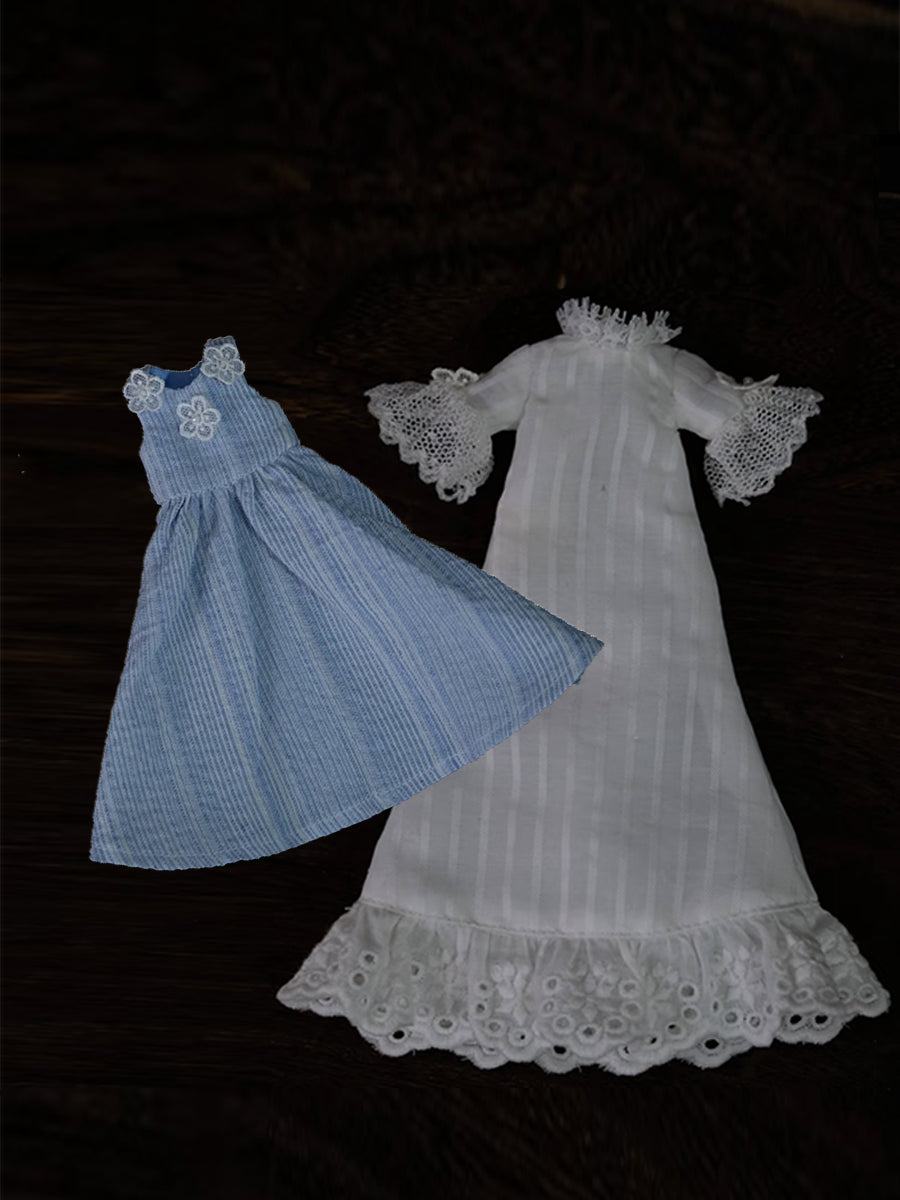 Blue White Floral Blythe 1/6 BJD Outfit  Flat Lay | ToastDoll