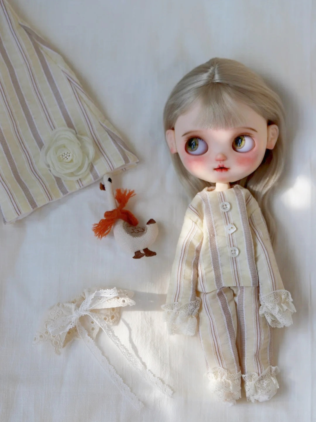 Striped Cotton Blythe Pajamas Front View | ToastDoll