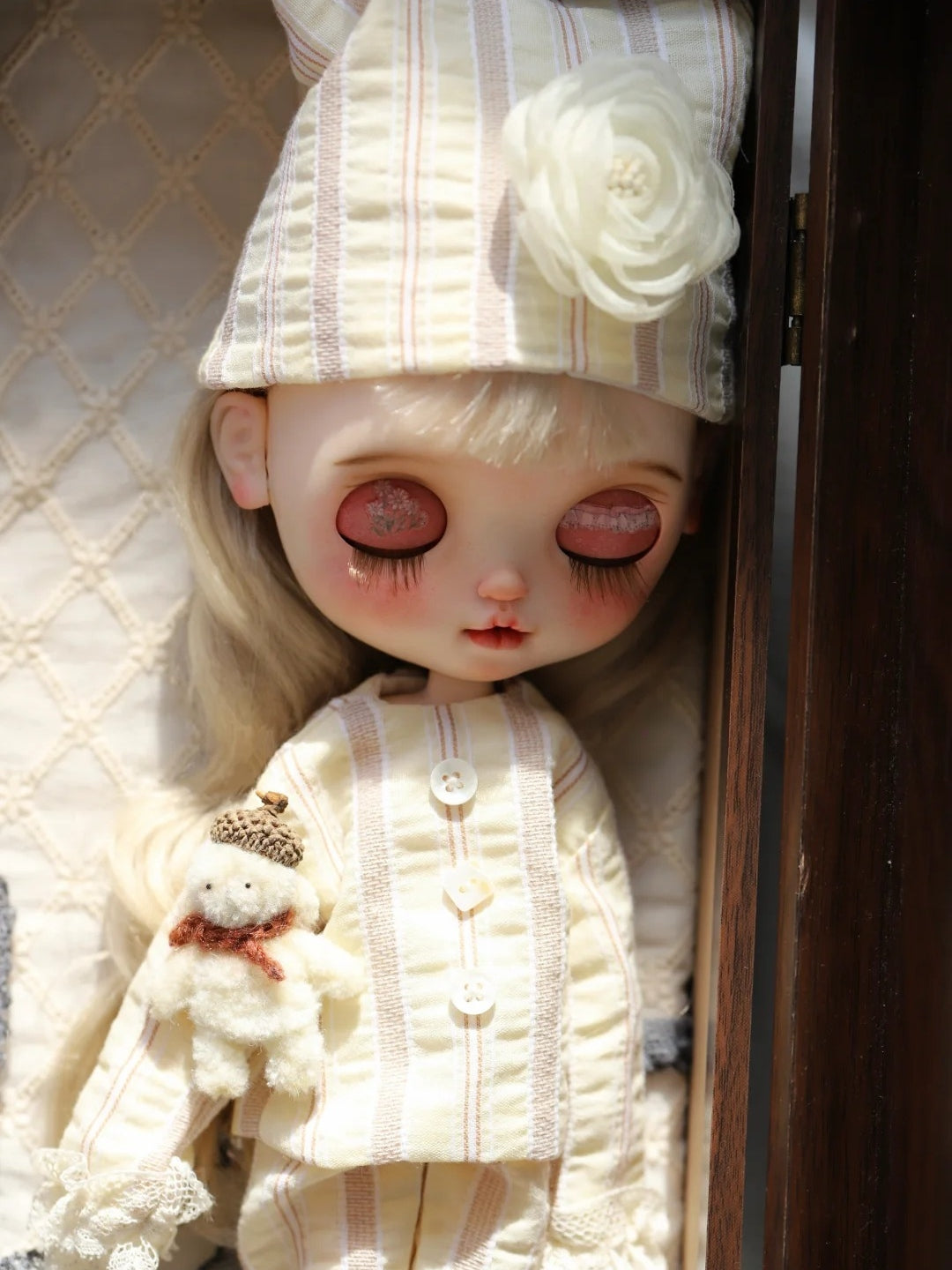 Striped Cotton Blythe Pajamas Close-up | ToastDoll