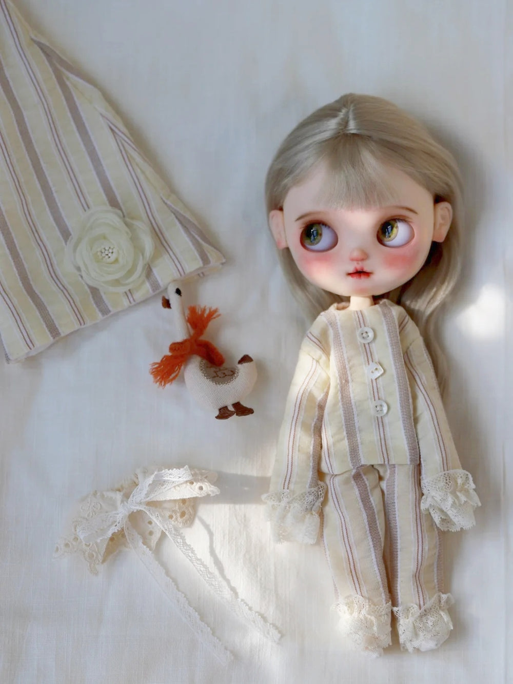 Striped Cotton Blythe Pajamas Front View | ToastDoll