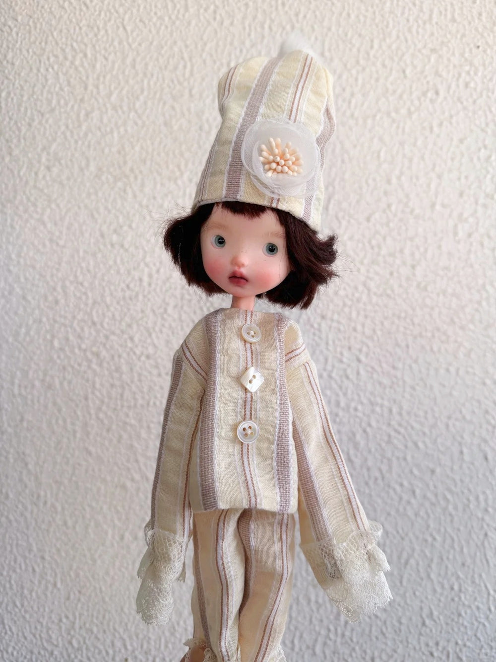 Striped Cotton 1/6 BJD PajamasFront View | ToastDoll