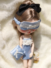 Elegant Sky-Blue Silk Lace Blythe Chemise Close-up | ToastDoll