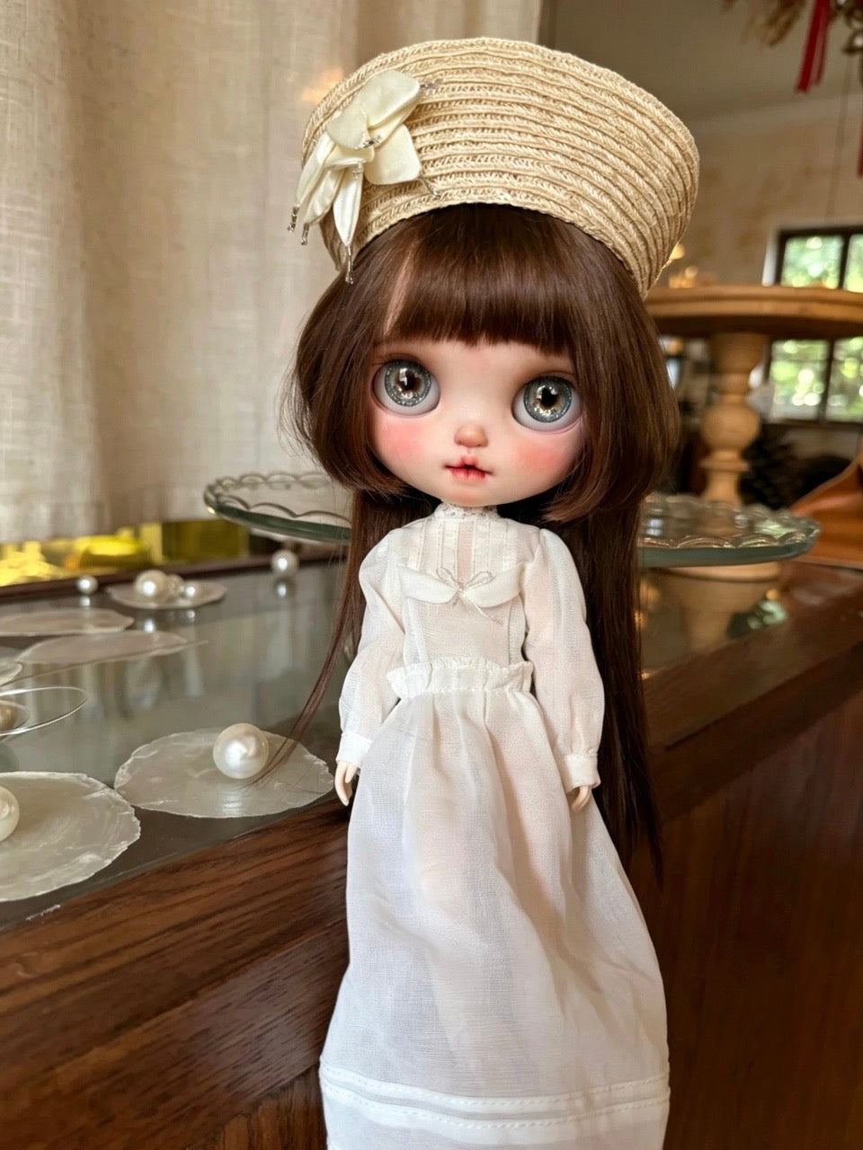 Straw Hat Blythe Dress Set | ToastDoll