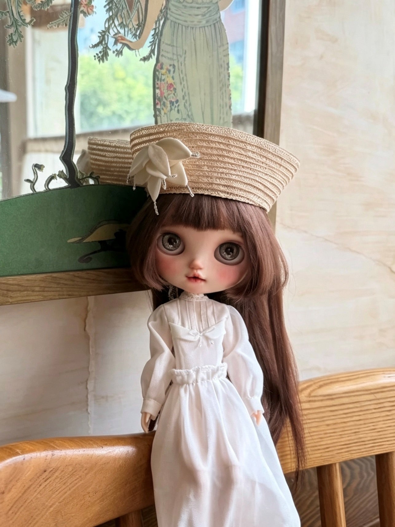 Straw Hat Blythe BJD Dress Set - Handmade Doll Clothes - ToastDoll