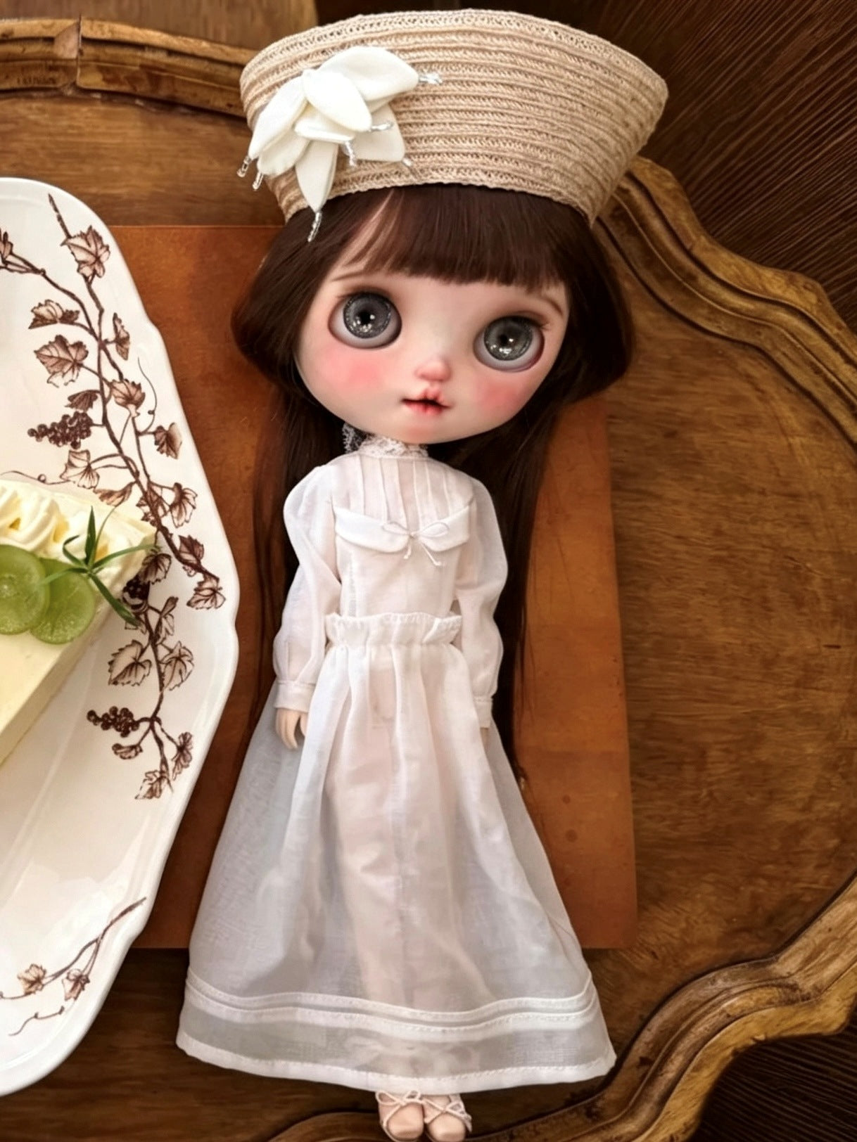 Straw Hat Blythe BJD Dress Set - Handmade Doll Clothes - ToastDoll