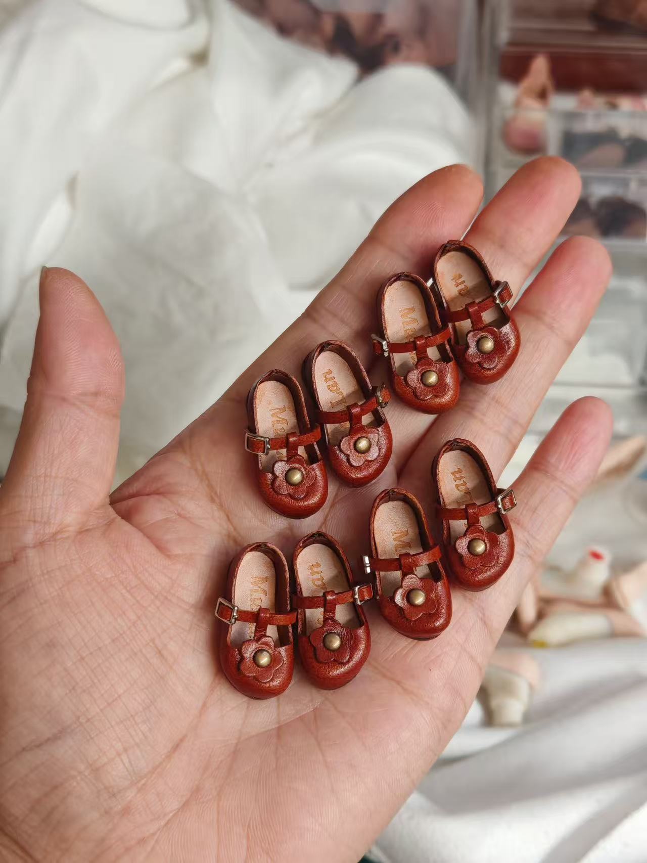 Flower Leather Blythe Flats - Handmade Doll Shoes - ToastDoll