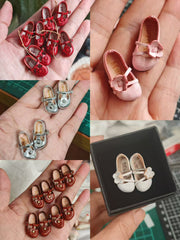 Flower Leather Blythe Flats - Handmade Doll Shoes - ToastDoll