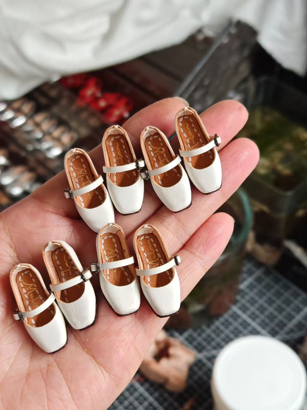 White Square Toe T Strap Blythe Flats | ToastDoll