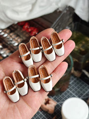 White Square Toe T Strap Blythe Flats | ToastDoll