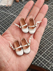 White Round Toe T Strap Blythe Flats | ToastDoll