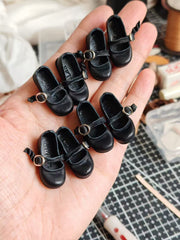 Black Round Toe T Strap Blythe Flats | ToastDoll