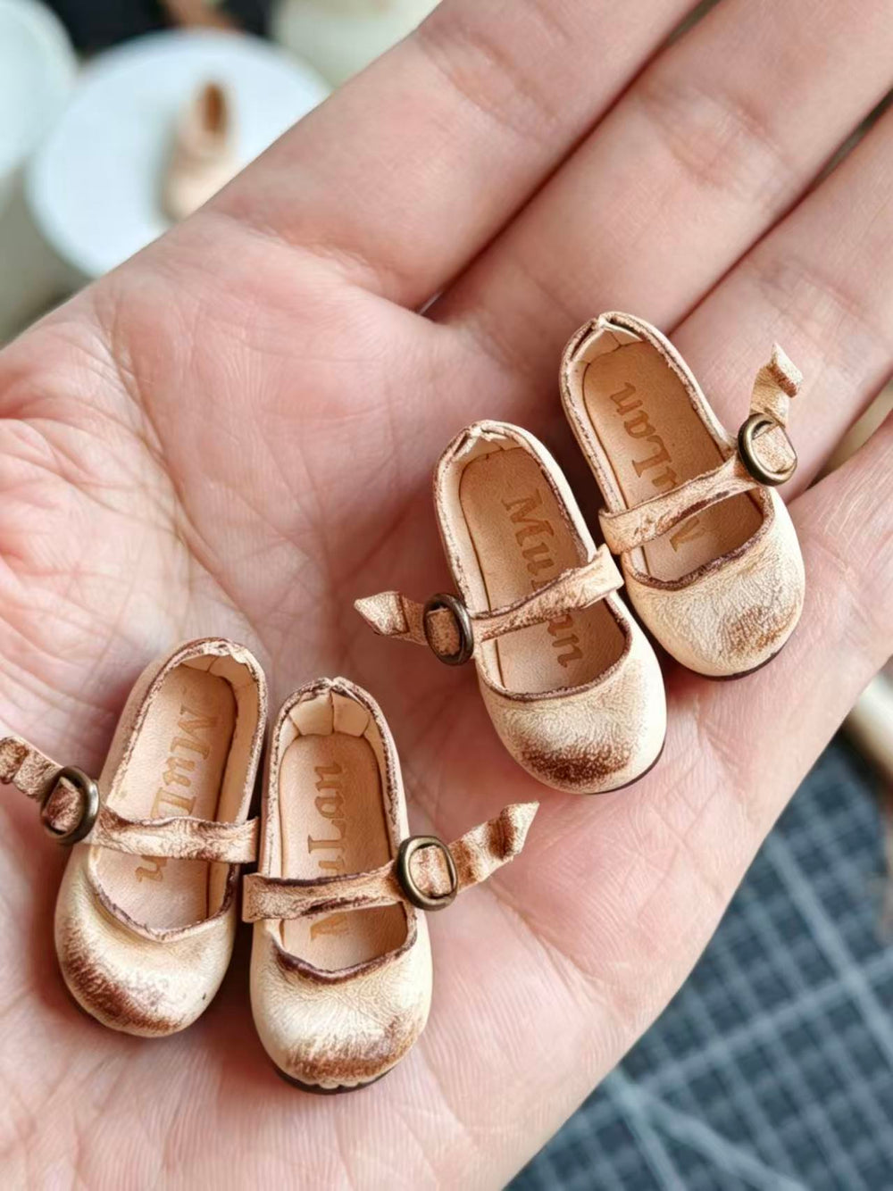 Beige Round Toe T Strap Blythe Flats | ToastDoll