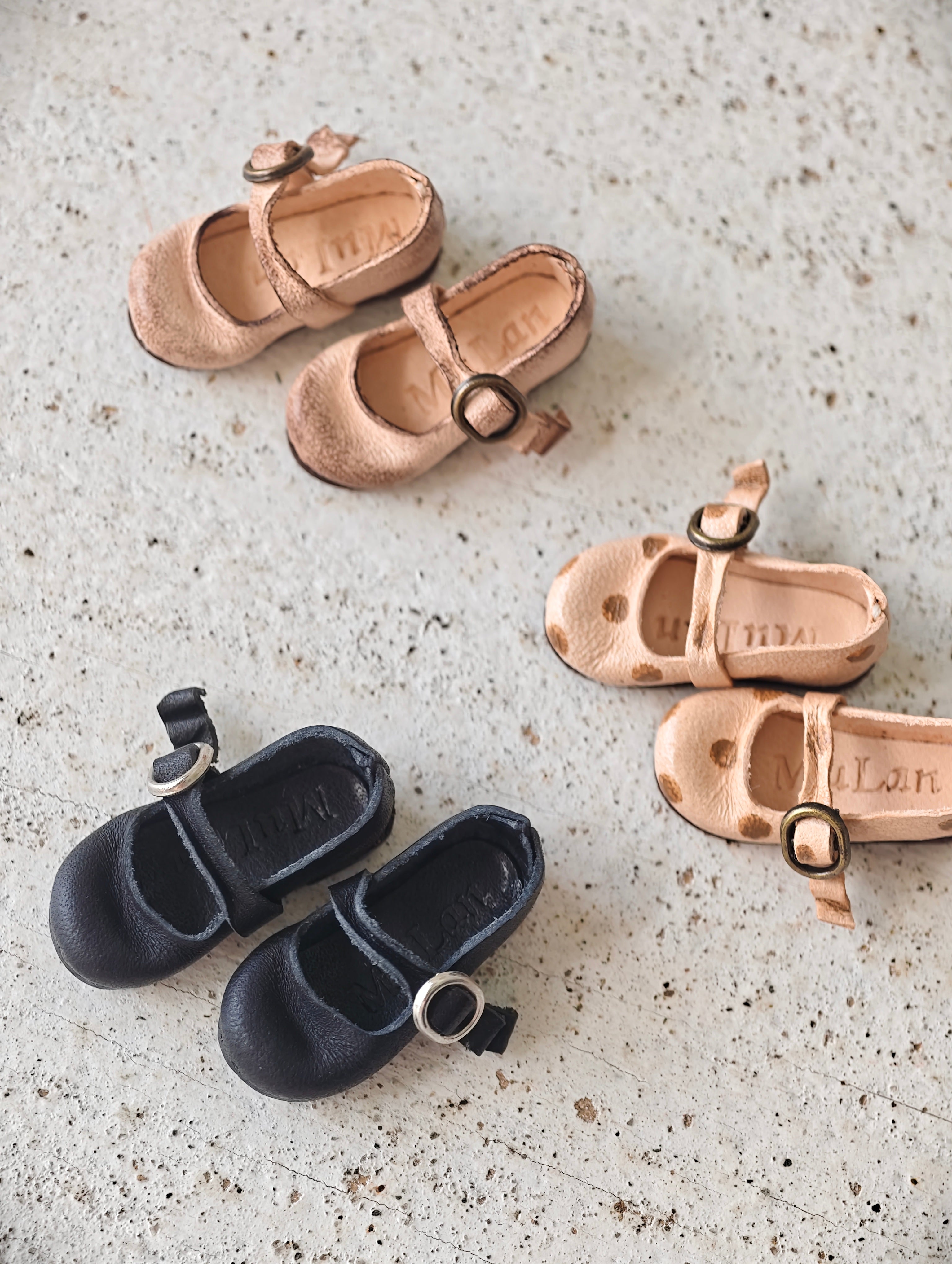 [IN STOCK] Cute Leather Blythe Flats - Handmade Doll Shoes - ToastDoll