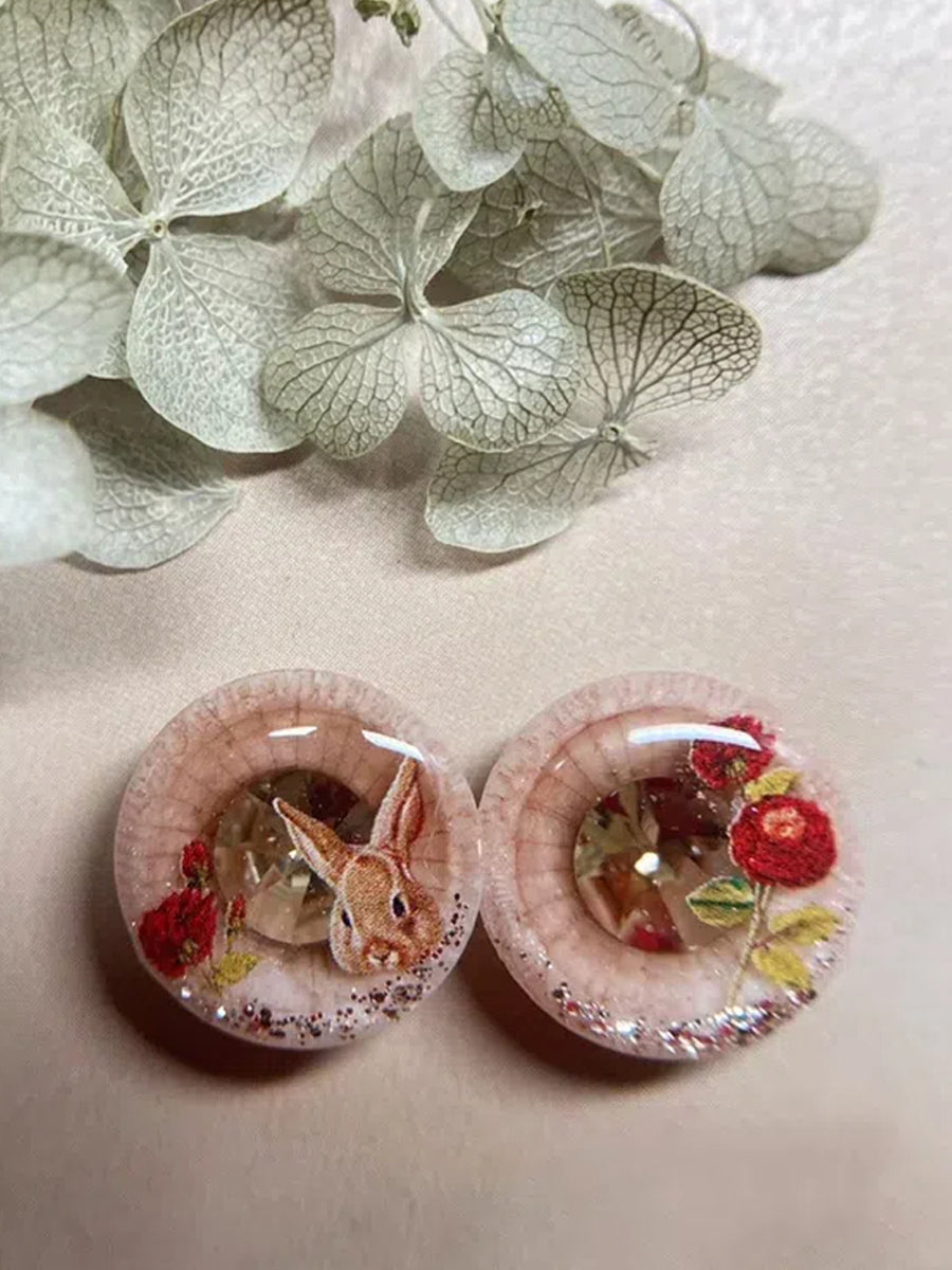 Handmade Blythe Eyechips, Pink Tone, Rabbit & Rose