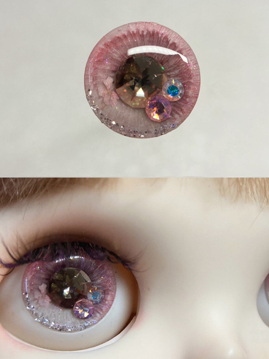 Handmade Blythe Eyechips, Pink Tone, Crystal