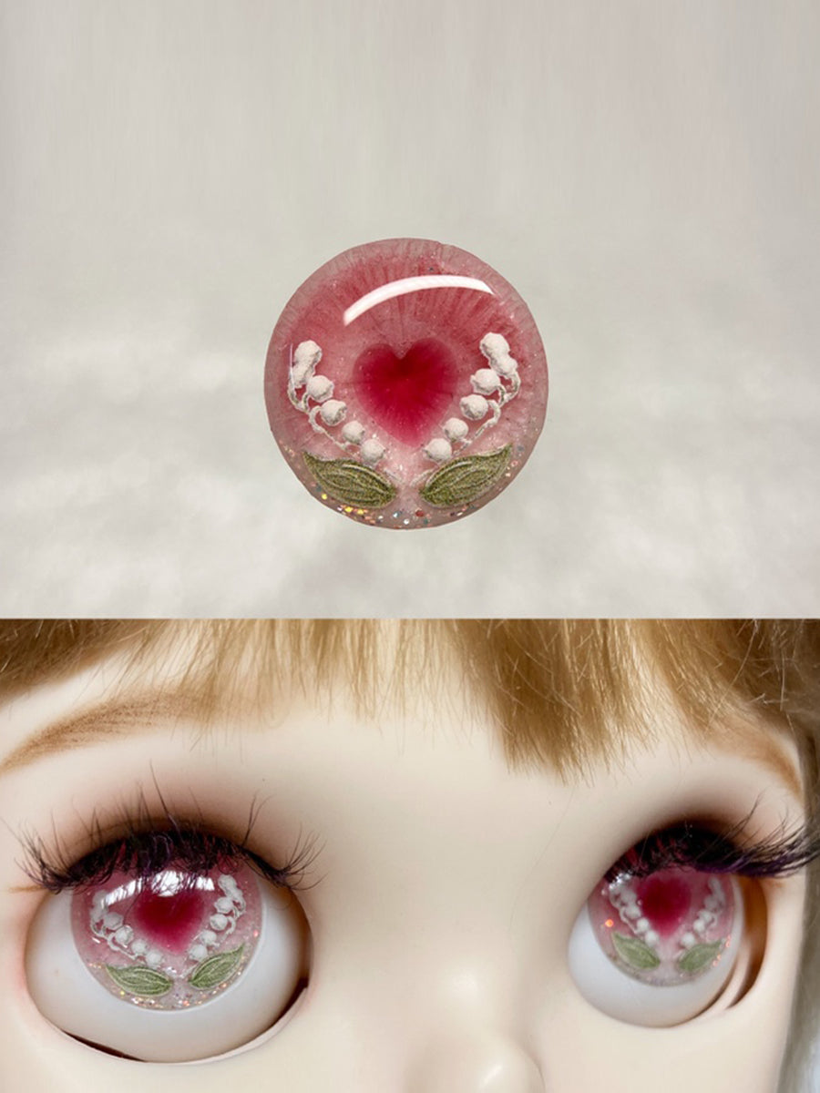 Handmade Blythe Eyechips, Pink Tone, Lily of the Valley