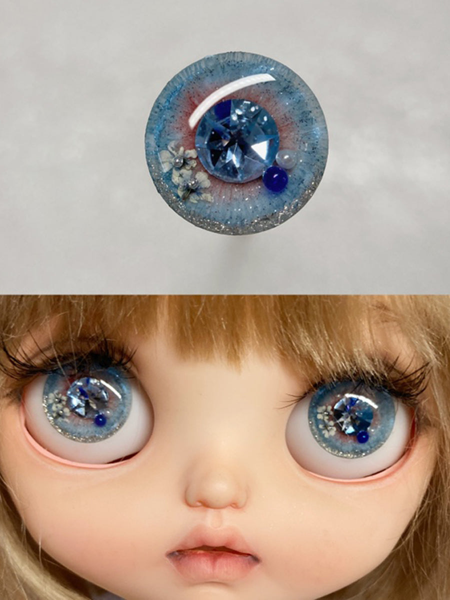Handmade Blythe Eyechips, Blue Tone, Flower