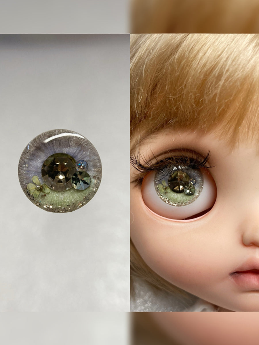 Handmade Blythe Eyechips, Green Tone, Flower