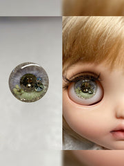 Handmade Blythe Eyechips, Green Tone, Flower