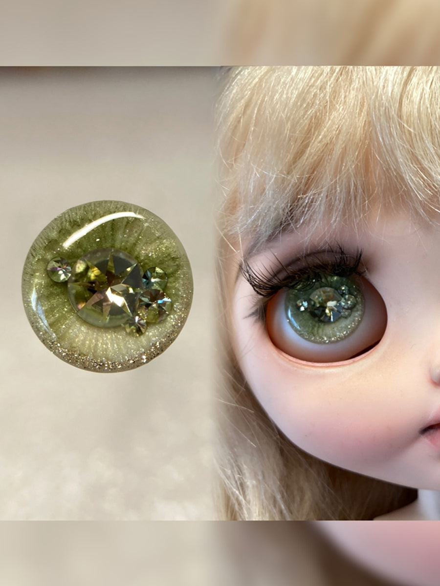 Handmade Blythe Eyechips, Green Tone, Crystal