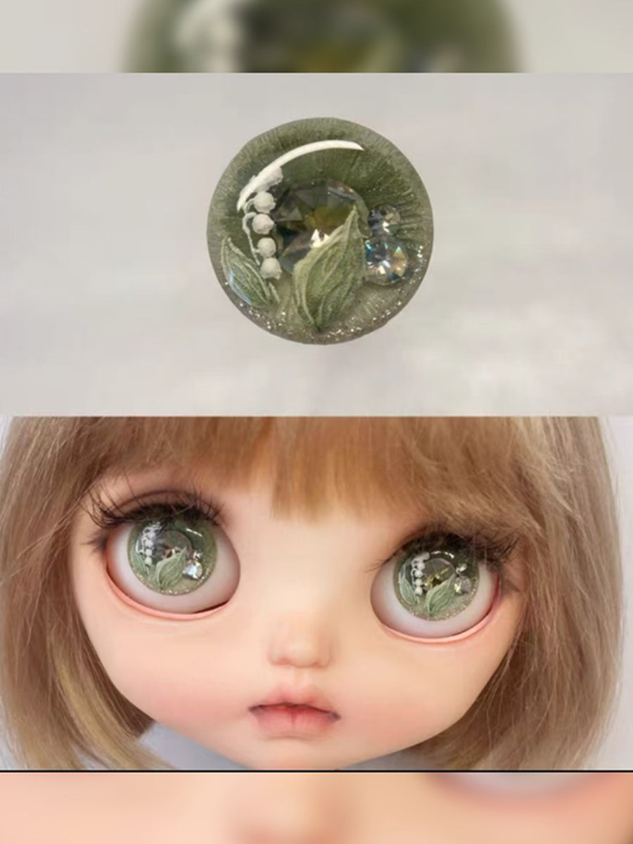 Handmade Blythe Eyechips, Green Tone, Lily of the Valley