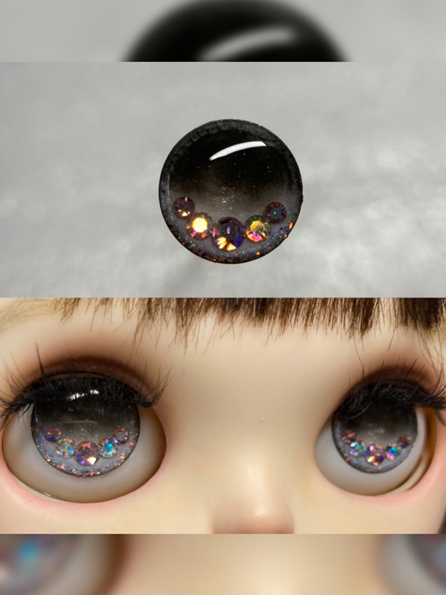 Handmade Blythe Eyechips, Black Tone, Crystal